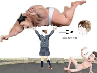 赤ちゃんが力士を・・・